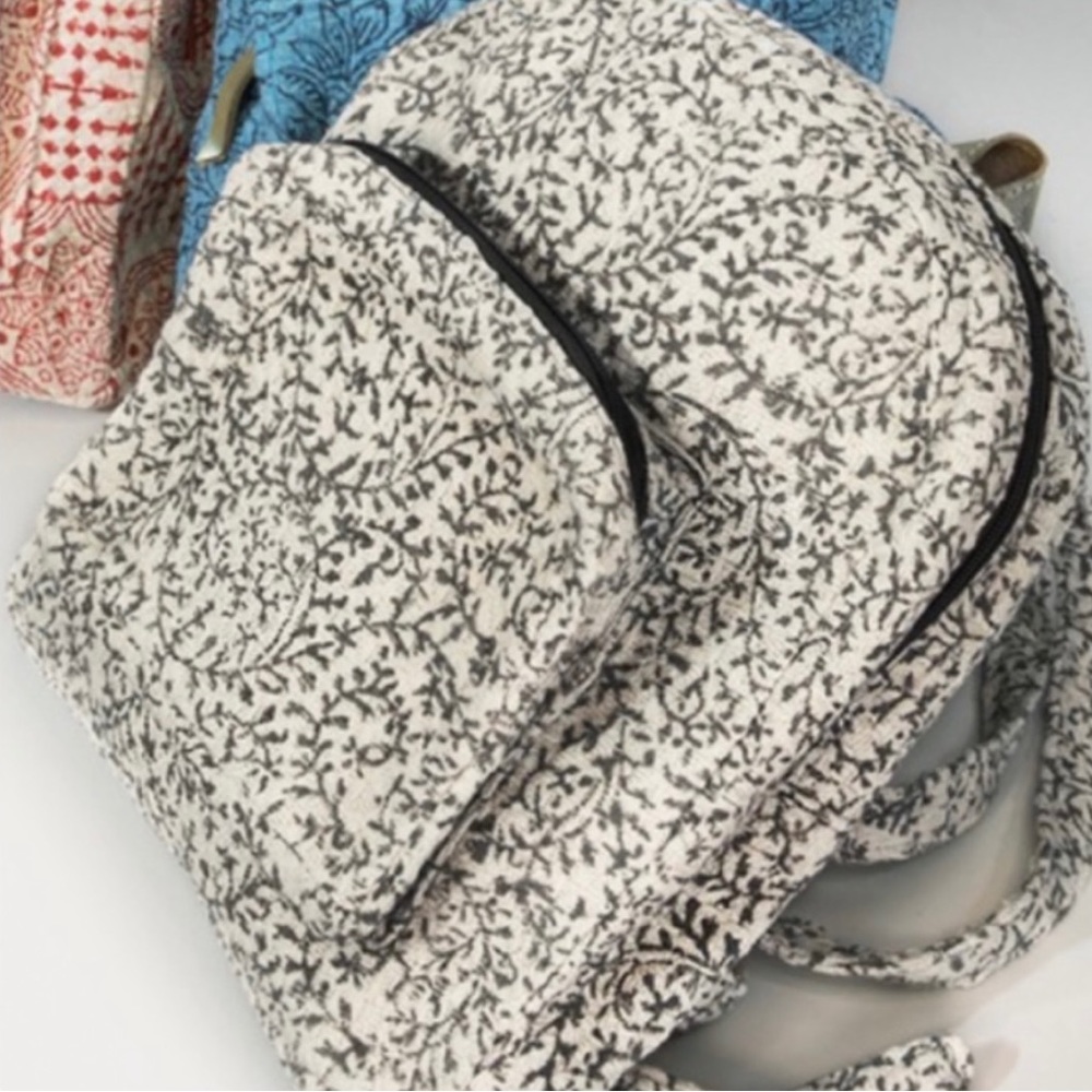 New! Ruggine Handmade Weave / Block Print Durable Backpack Bag - Picture 4 of 6